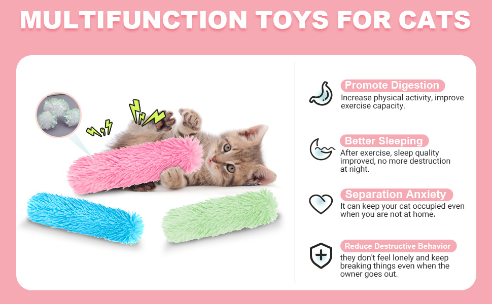 AURUZA 6 Pcs Cat Toys for Indoor, Crinkle Sound Kitten