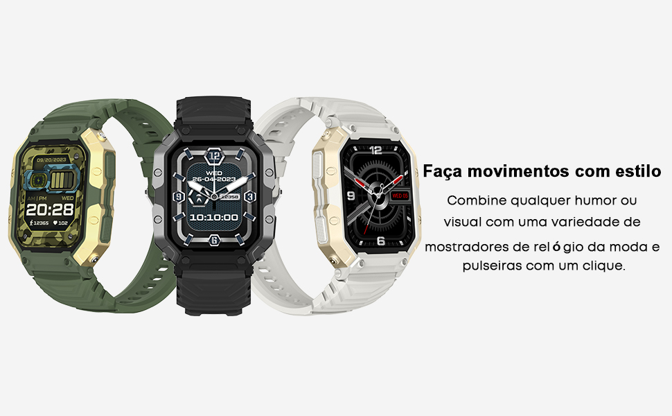 PEJE Smartwatch militar masculino com tela de 1,83 polegada, suporte a chamadas telefônicas, monitoramento de condicionamento físico, cardíaca e sono, compatível com iOS/Android.(Branco) 22 smartwatch a prova d 'água