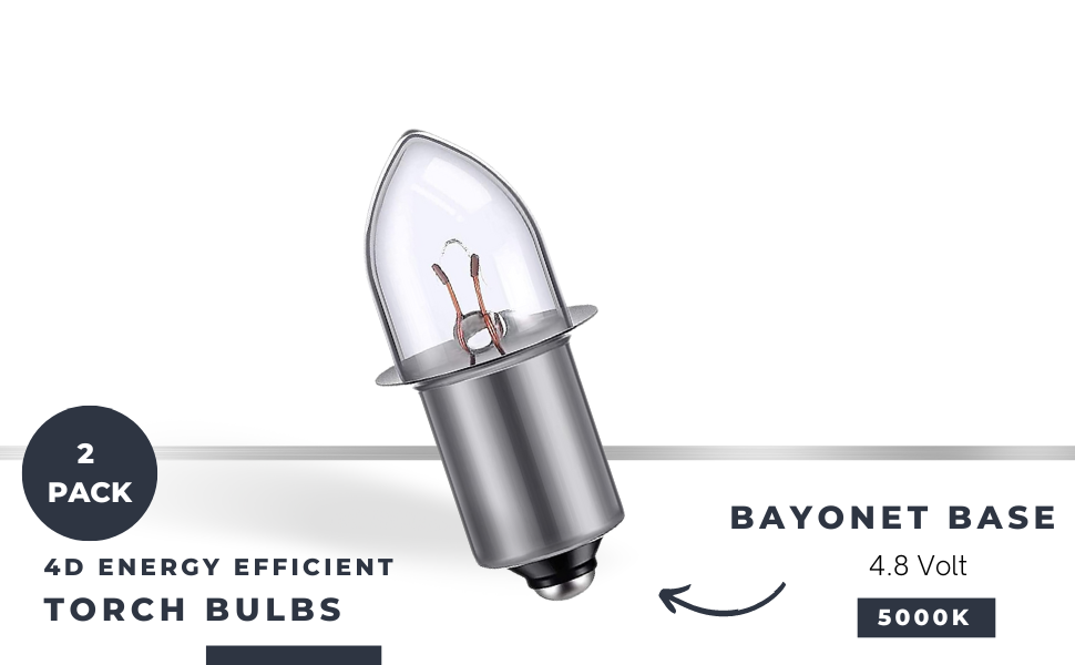 TBE LIGHTING Replacement Torch Bulbs 2D 4.8 Volt, 0.75A Base