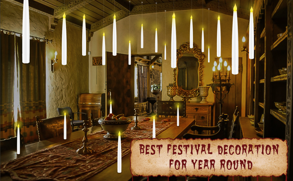 Floating Candles with Wand, Halloween Decoration Magic