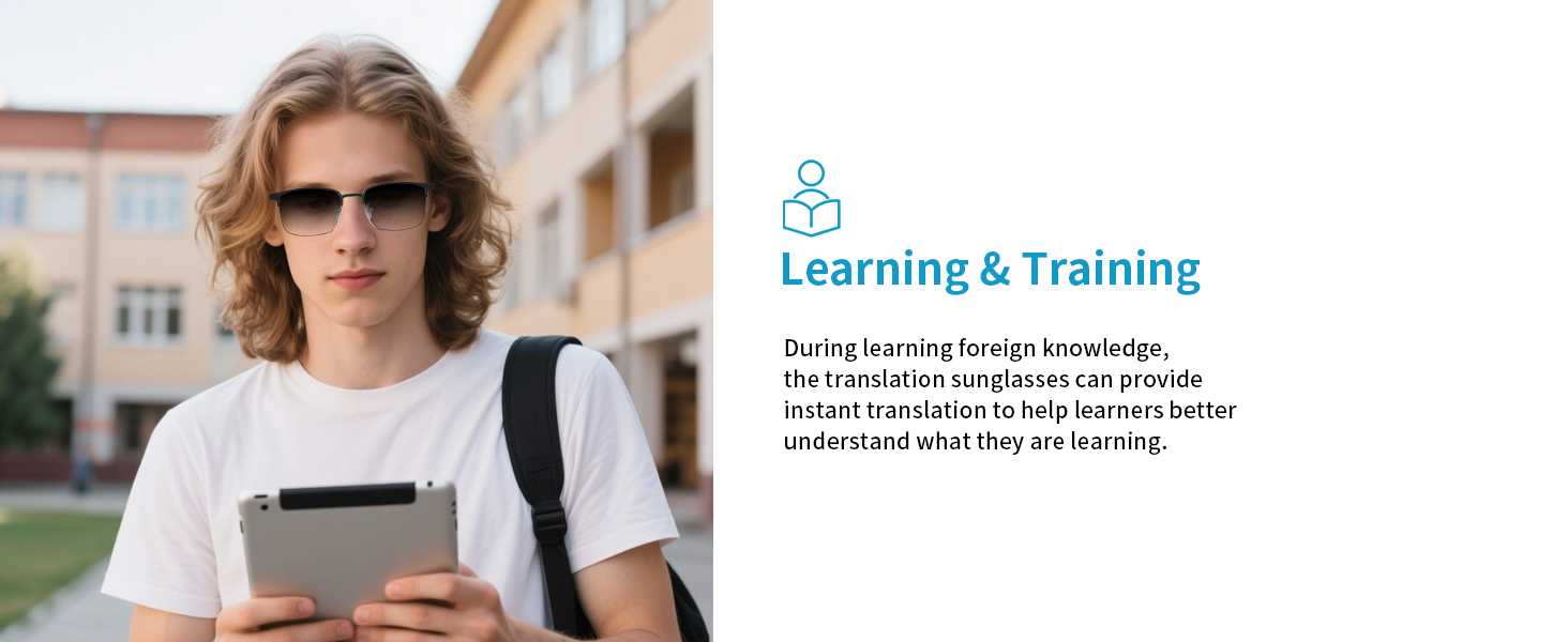 Smart AI translation glasses for men & women, photochromic glasses perfect for learning & training