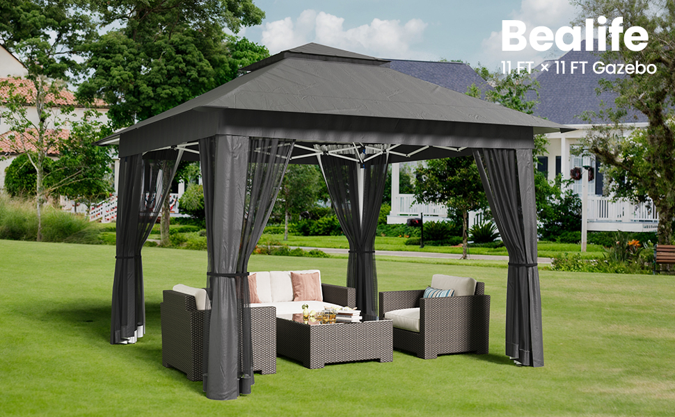 Bealife 11x11 Pop Up Gazebo Tent, Outoor Canopy Tent, Pop Up Canopy Tent