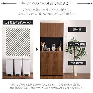 Amazon｜ホームテイスト ヴィンテージ ごみ箱一体型食器棚 ごみ箱3つ