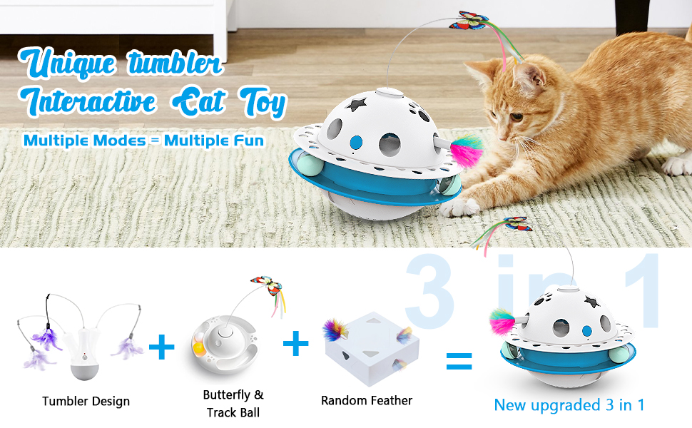 3 in 1 Interactive Cat Toys, Automatic Cat Toy for Indoor Cats, Kitten