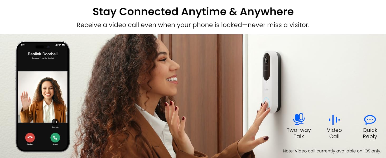 REOLINK Wireless 2K Battery Video Doorbell Camera