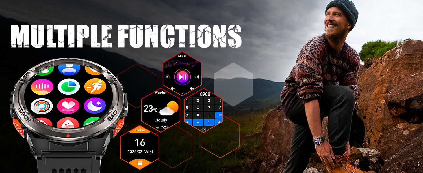 3ATM Waterproof Military Smart Watch