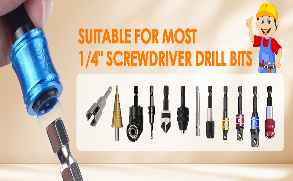 18Pcs Bit Holder Keychain 1/4 Inch Hex Shank Screwdriver Bits Holder