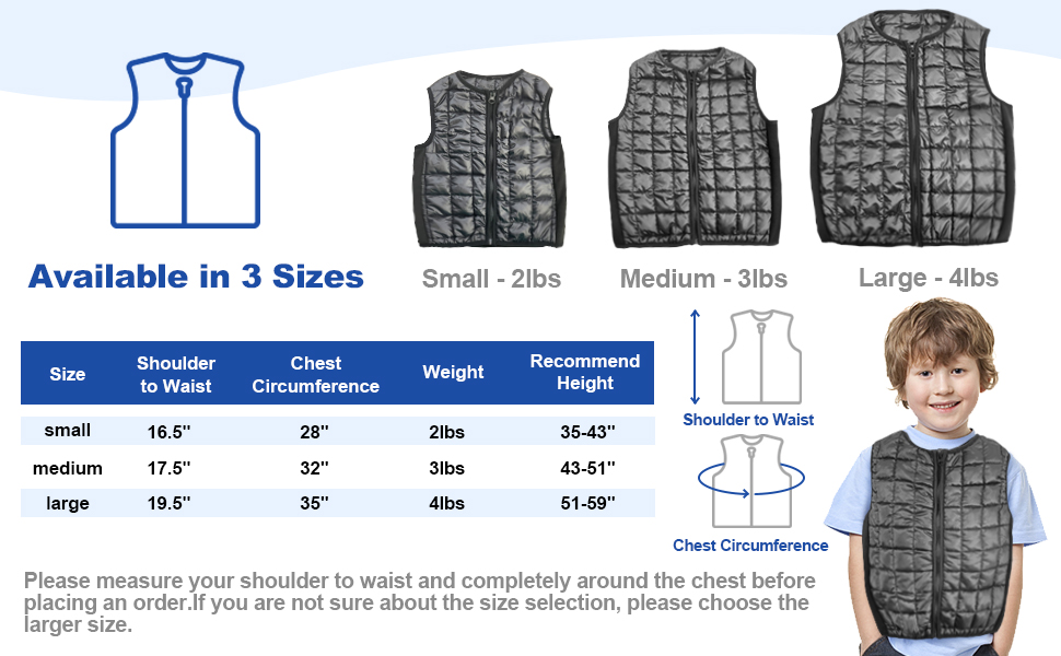Weighted Vest for Kids, Sensory Quilted Weighted Compression Vest for Children with Autism ADHD