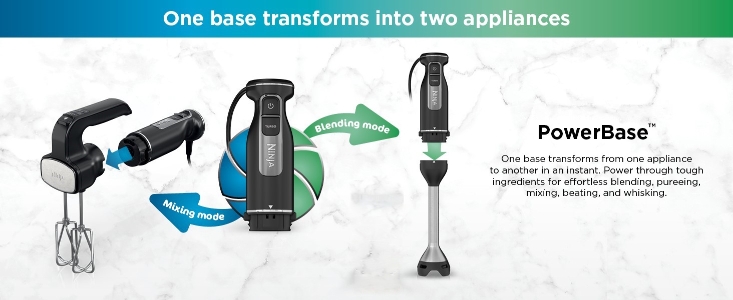 Ninja CI100C Foodi Power Mixer System Immersion Blender and Hand Mixer