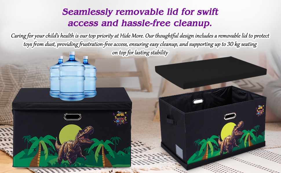 Toy storage organizer with separate lid for easy cleanup