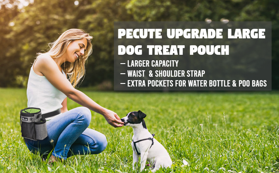 Pecute Dog Treat Pouch, HandsFree Dog Training Bag with