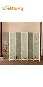 衝立　パーテーション 竹 間仕切り 6連パーテーション レトロ 木製 Amazon｜[UreUtuKu] パーテーション 折り畳み式 間仕切り 屏風 6