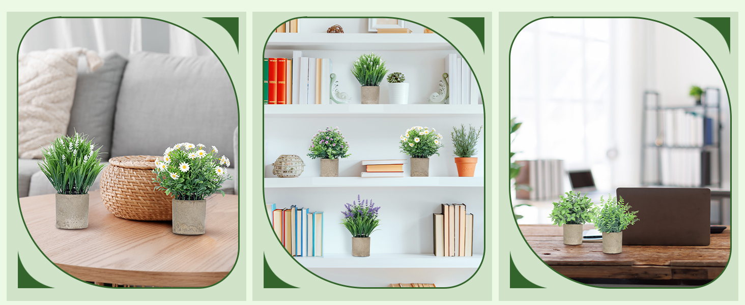 Small Fake Plants Artificial Eucalyptus Mini Potted Faux Greenery Home Decor Indoor Fake Grass Shelf