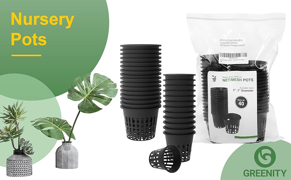 GREENITY Net Pots for Hydroponics Pack of 40, 2 Inch & 3