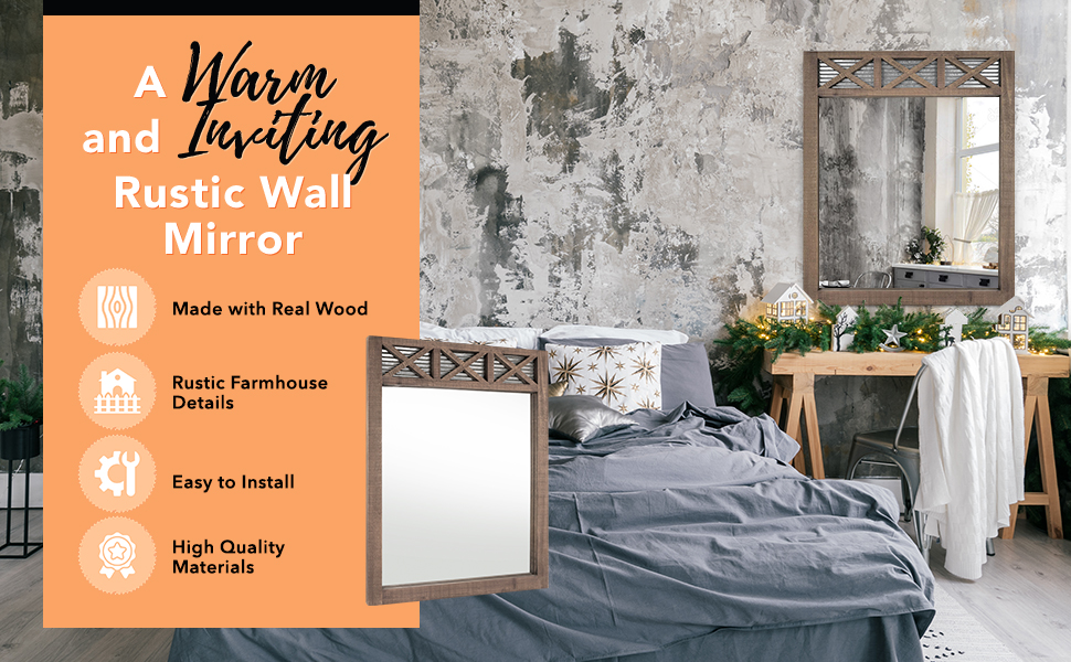 Autumn Alley Farmhouse Bathroom Mirror Rustic Mirror