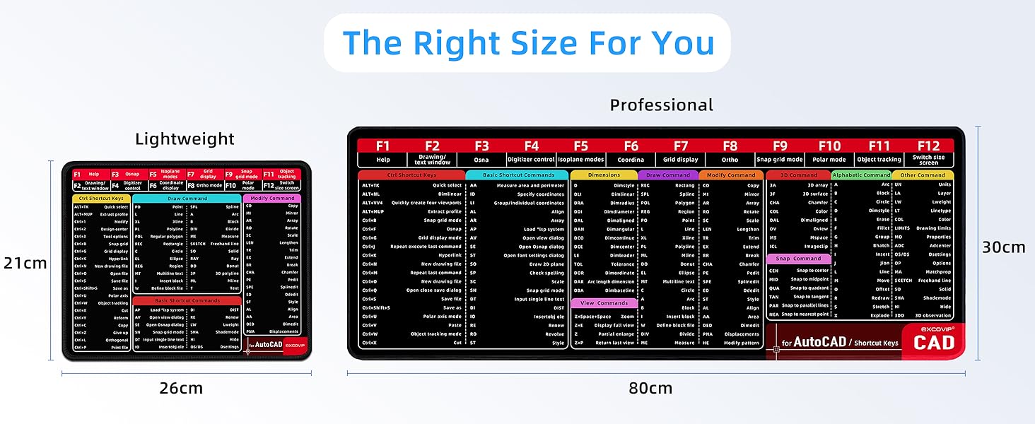 excovip Large Mouse Pad XL, CAD Shortcut Mouse Pad, Extended Computer ...