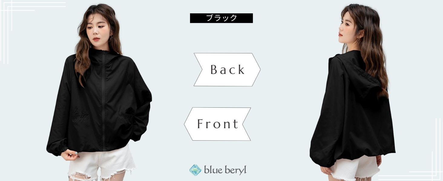 Hooded Zip-up Blouson Women's Lightweight Outerwear UV Protection Puff Sleeve Stand Collar Loose Lined Thin Summer Outerwear Adult Hooded Large 10/4 Sleeve Body Cover