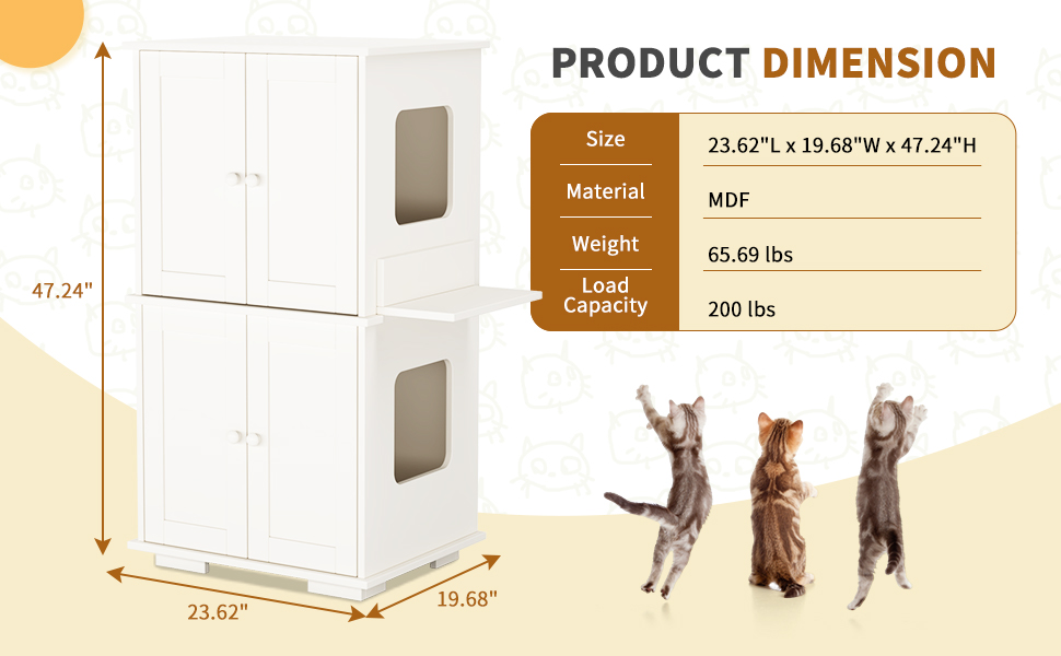Cat Litter Box Enclosure, Litter Box Enclosure for 2 Cats