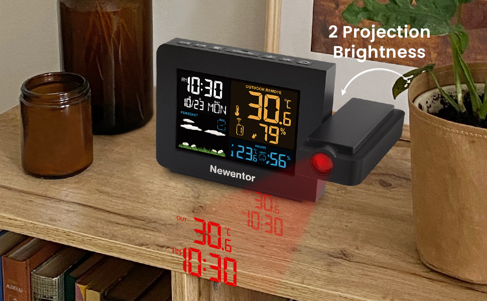 Newentor Atomic Projection Alarm Clock, Projection Clock for Bedroom