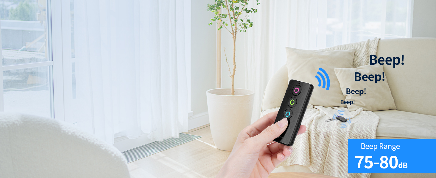Esky Ultra Slim Key Finder, Remote Finders Locator with 80dB Sound and 4 Receivers