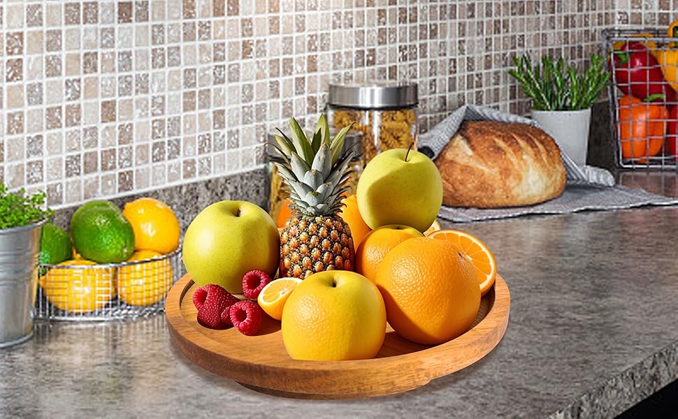 Vibera Lazy Susan Organizer 10 inch Acacia Wood Lazy Susan