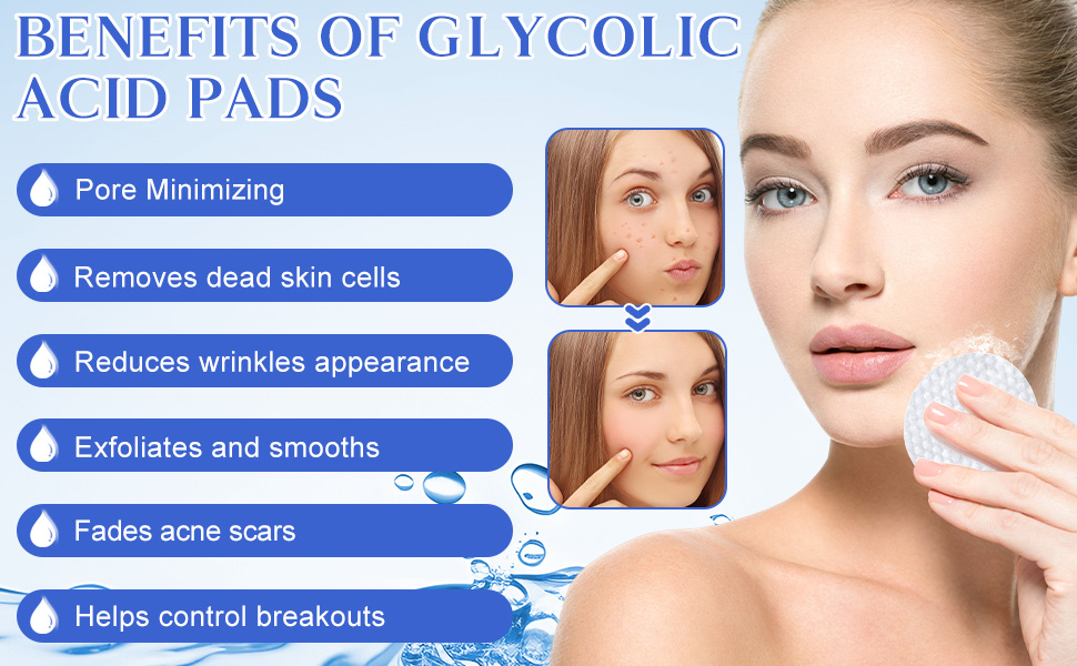 Glycolic Acid Pads,Glycolic Acid Peel Pads with 10% Ultra Pure Glycolic + 2% Salicylic Acid,Cleansing Pads for Face & Body with Vitamins B3, C & E, Green Tea, Calendula, Allantoin - 60 Pads 13 ikzee果酸棉片60p-2
