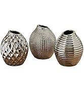WHW Whole House Worlds Iconic Scandinavian Style Vases, Set of 3, 1 Faceted, 1 Ringed and 1 Diamo...