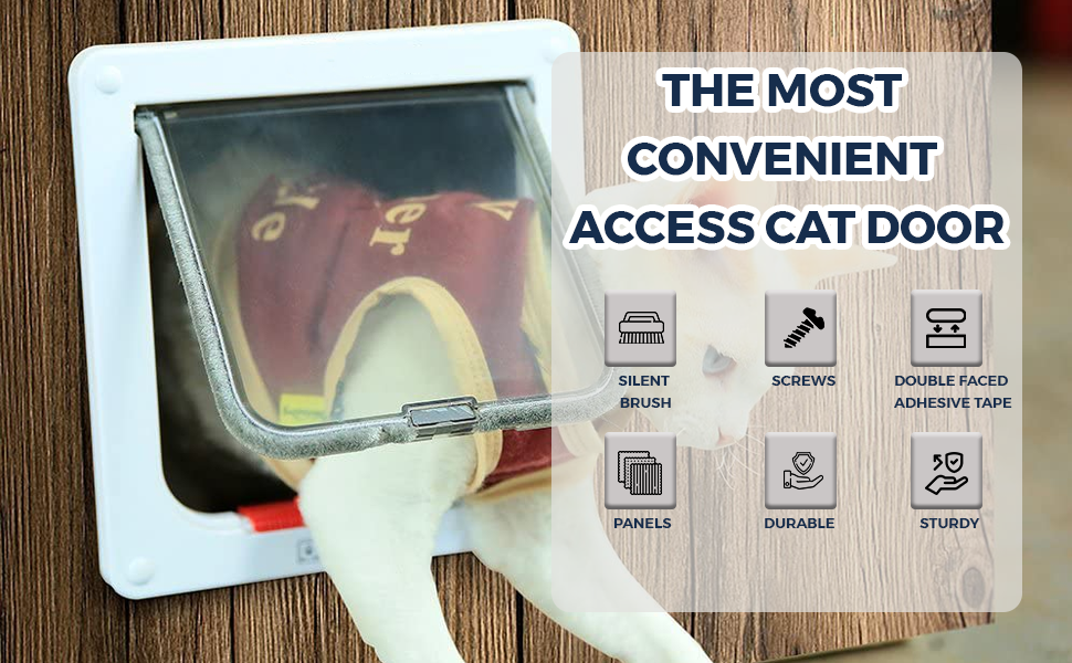 Qpets® Cat Door, 4 Way Locking Pet Door for Small Cat Dog, Indoor Pet