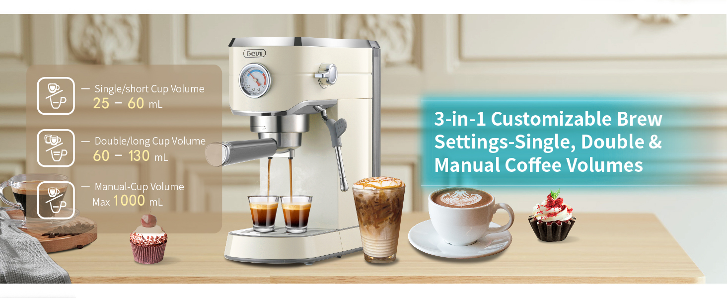 Gevi Espresso Machine 20 Bar with Grinder，Professional