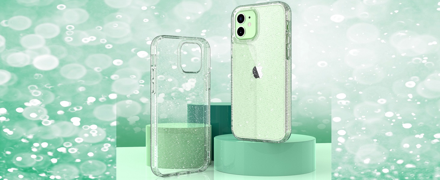 ULAK Cover per iPhone 12 e 12 Pro Trasparente Glitter, Paraurti