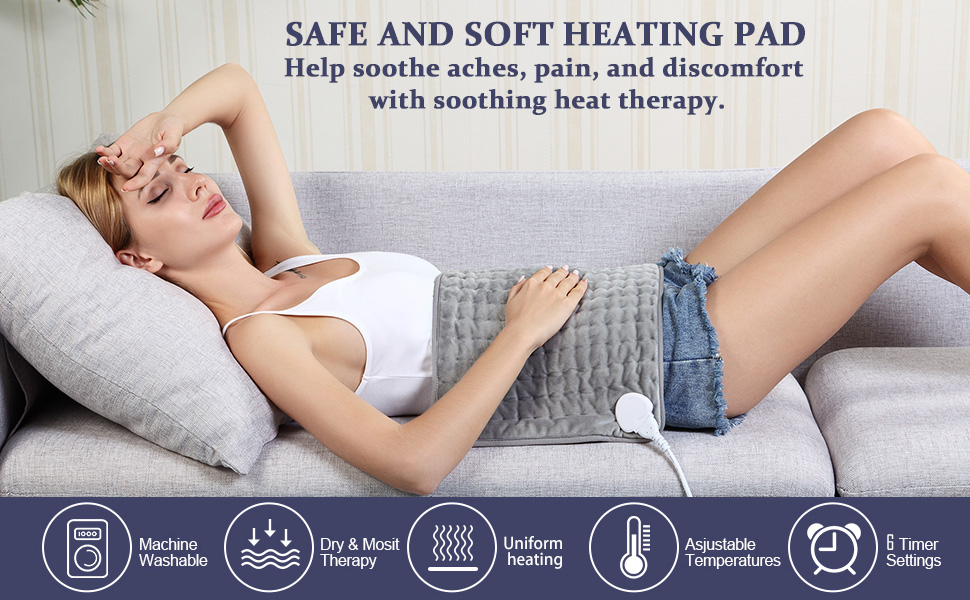 Womdee Heating Pad,Electric Heating Pad 12"x24" Large Heating Pads for