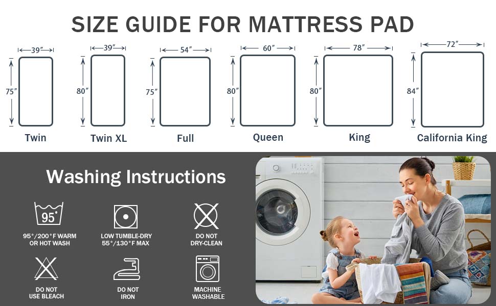 Waterproof Mattress Protector Queen Size, Mattress Pad with