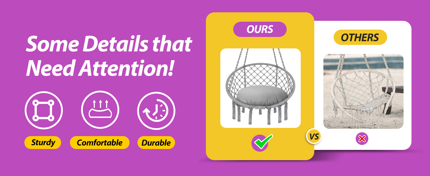 Patio Watcher Hammock Chair Hanging Macrame Swing with