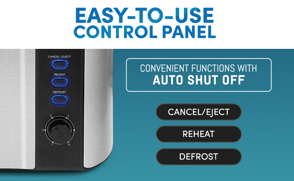 Elite Gourmet ECT3100 Long Slot 4 Slice Toaster, Reheat, 6