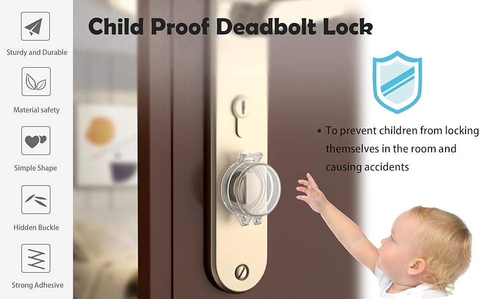 2 Pack Door Safety Deadbolt Lock for Kids,Child Proof Deadbolt Lock, Large Size