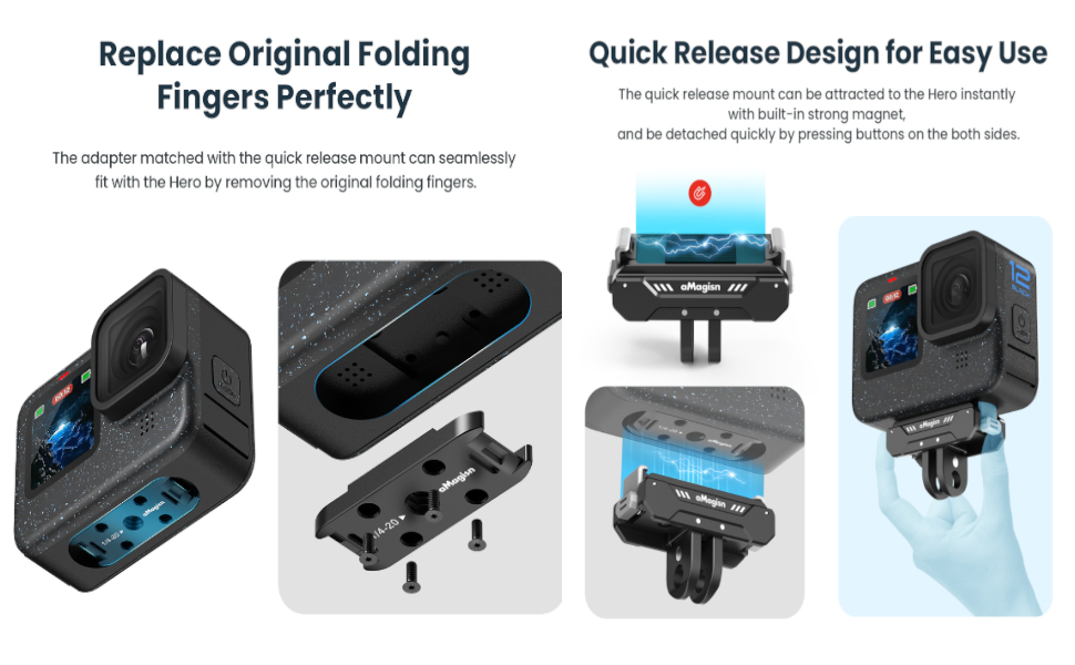 Magnetic Quick Release Mount for Gopro 8/9/10/11/12 mini max