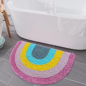 striped rainbow bathtub rug