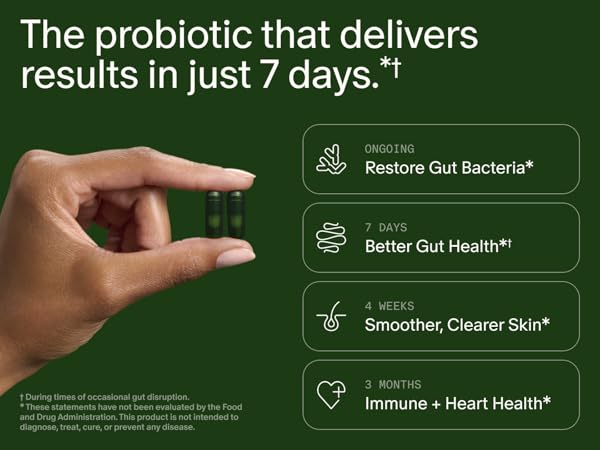 Probiotics for women shown in green capsule designed to support whole body health and balance