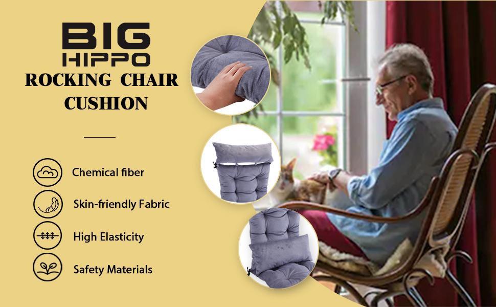 Big Hippo Rocking Chair Cushion,Soft Thicken Rocking Chair