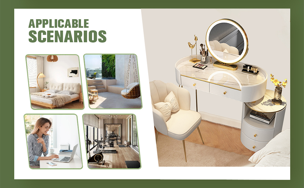 Dressing Table with Lights Mirror，Makeup Vanity Dressing Table with Lights & 4Drawers and shelf,