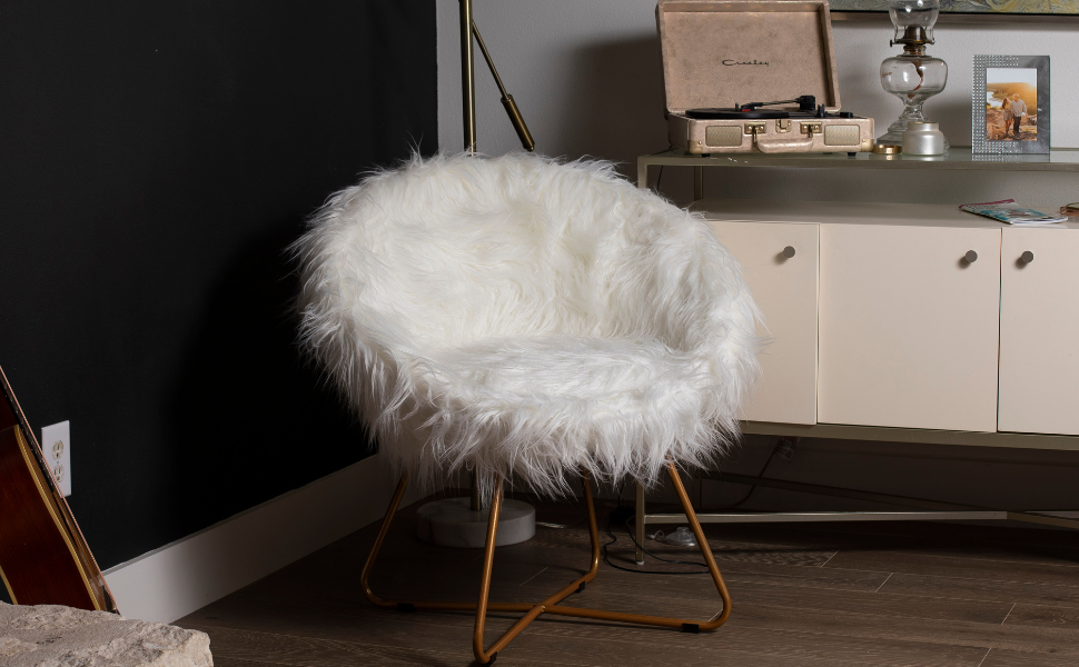 faux fur, faux fur chair, chair with metal legs, fur chair, living room, chair, metal legs