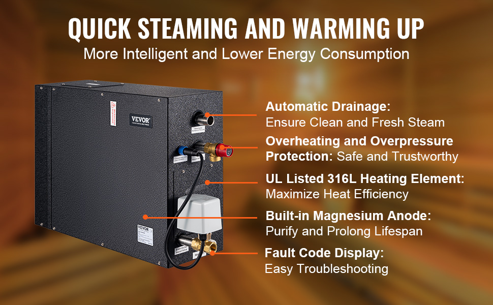 VEVOR Steam Shower Generator, 15 kW, Segmented Heating & Temperature