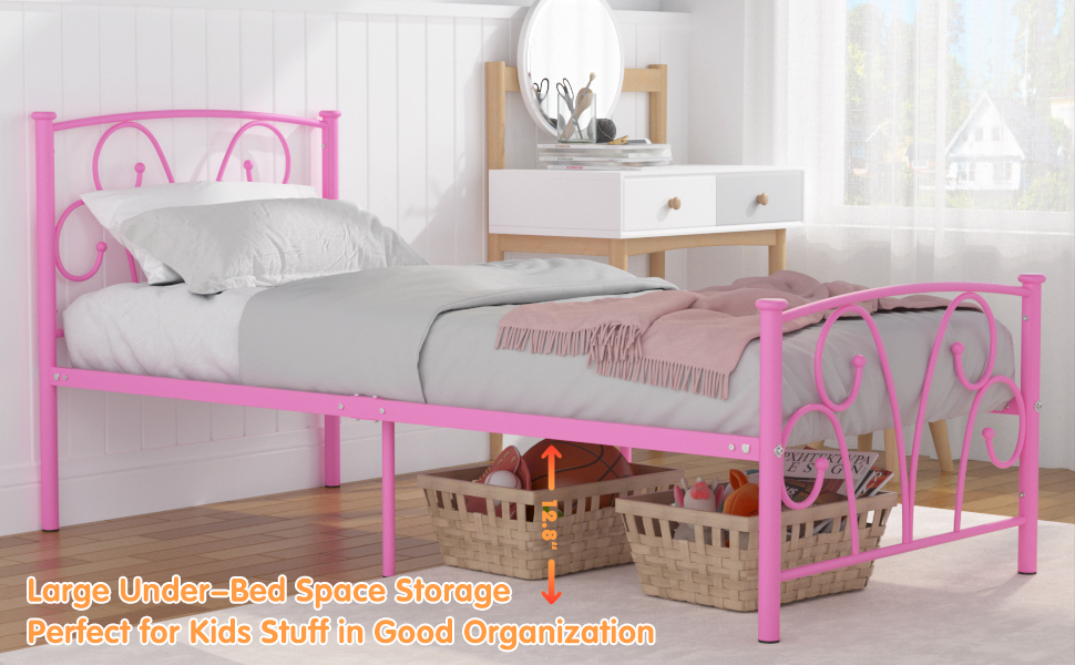 Ulifance Single Bed Frame with Headboad and Footboardrd, Metal Platform Bed Frame with 32.5 CM