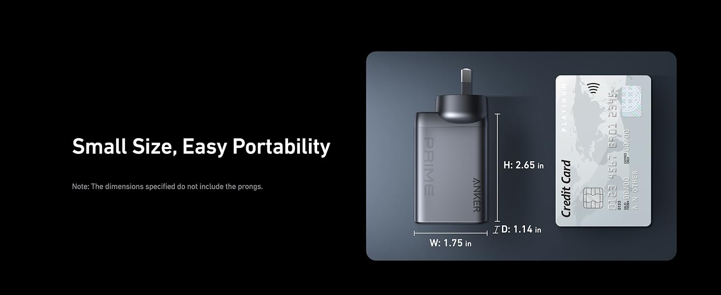 Anker Prime USB C Charger, 100W USB C Fast Charger, 3 Ports GaN Compact