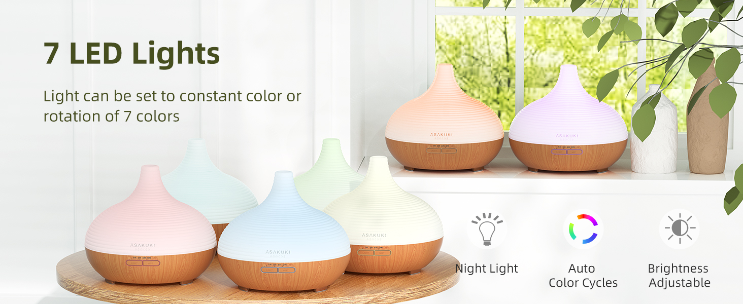 ASAKUKI 300ML Premium, Essential Oil Diffuser, Quiet 5in1