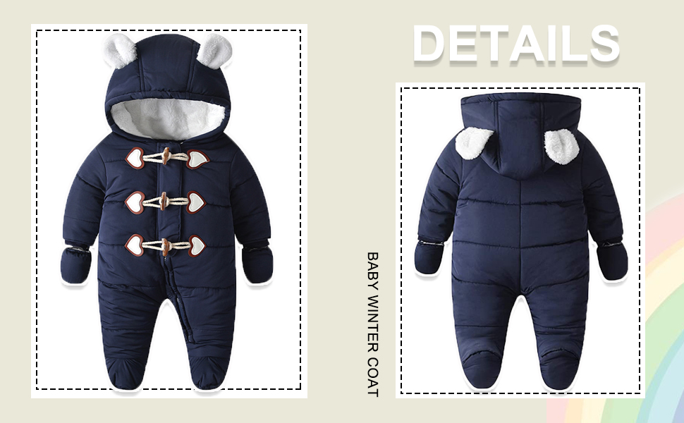 Baby Winter Snowsuit Coat Romper Outwear Hooded Footie Toddler