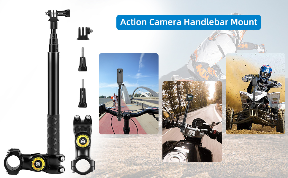 0TO6 Motorcycle Bike Handlebar Mount Selfie Stick Pole Compatible with