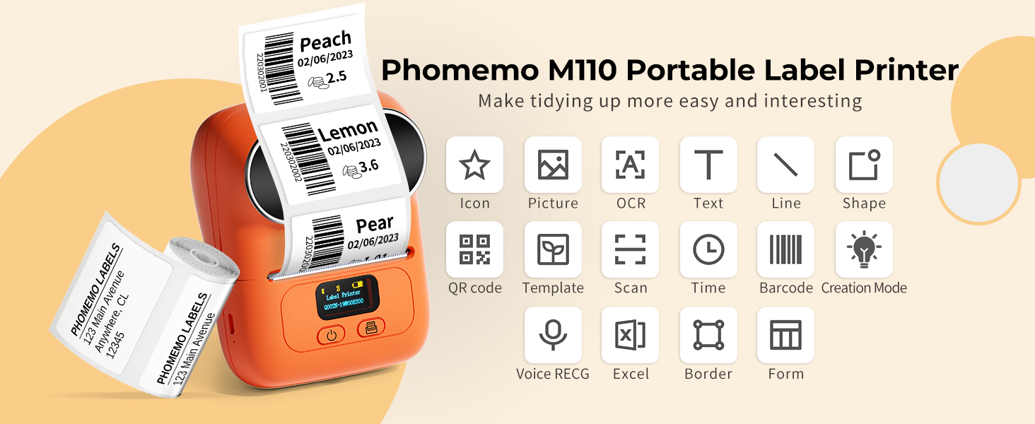 Memoqueen M110 Label Maker, 2 Inch Barcode Label Printer