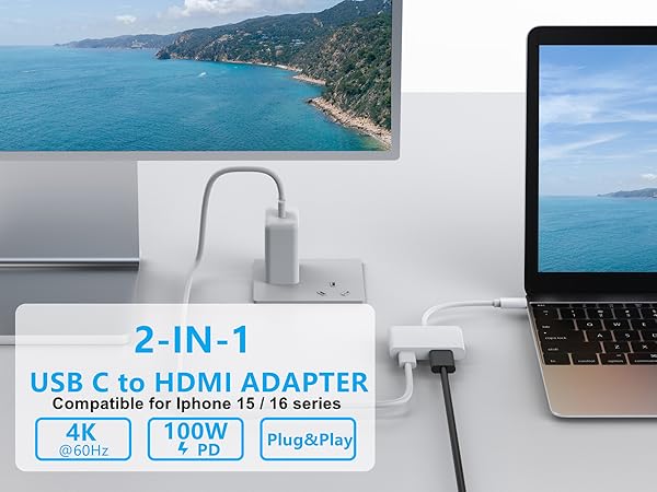 Amazon.com: AIRSKY USB C to HDMI Adapter for iPhone 15/16