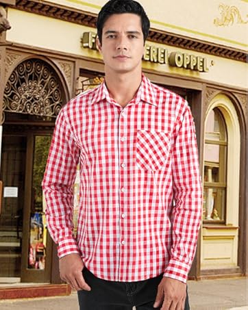 Enlision Checked Shirt Mens Long Sleeve Check Shirts Button Down Plaid Shirt Classic Casual Tartan Lumberjack Shirts for Men S-6XL 13 Checked Shirt Mens Long Sleeve Check Shirts